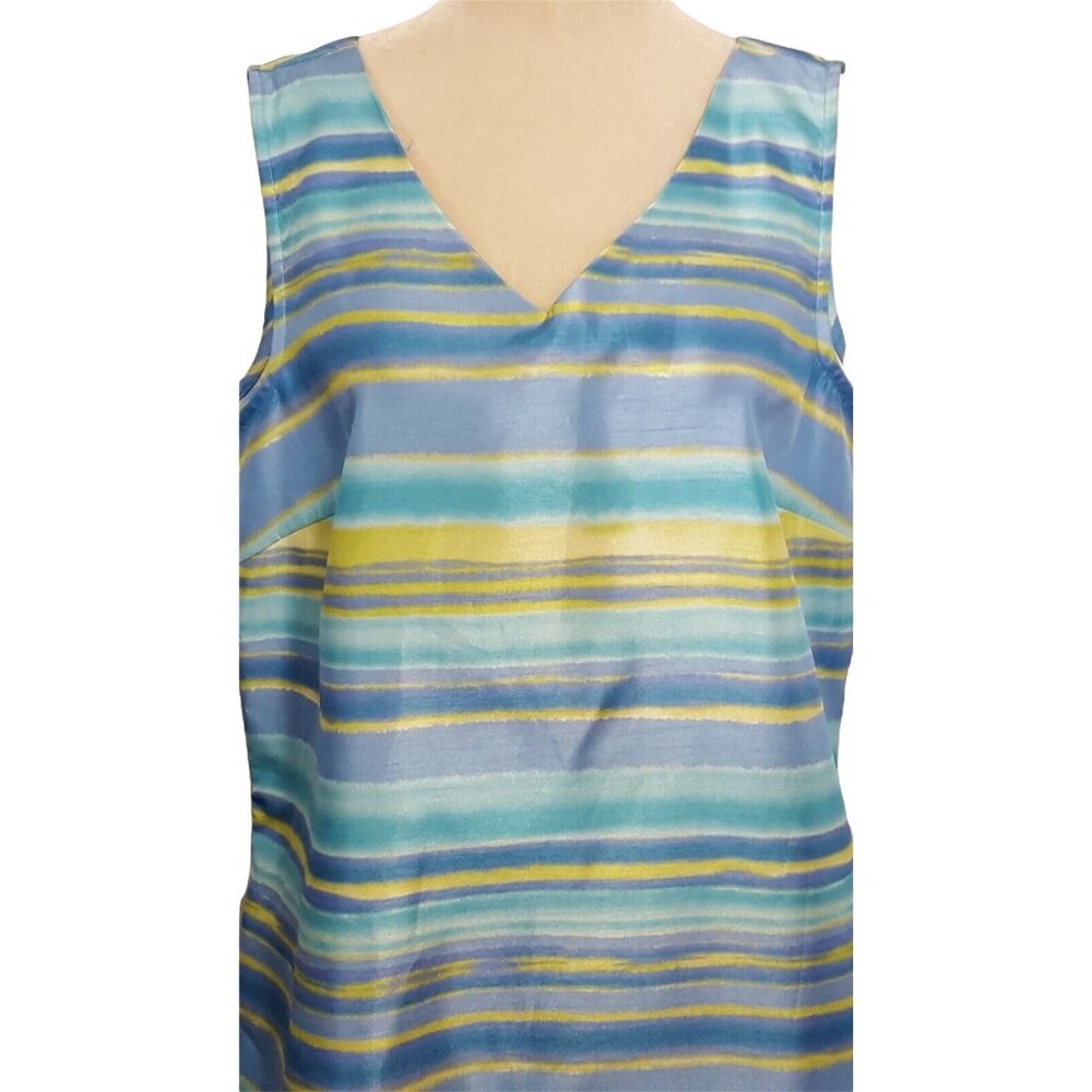Expressions Vintage Dress 18 Sheath Sleeveless Blue Stripe Knee Length Women